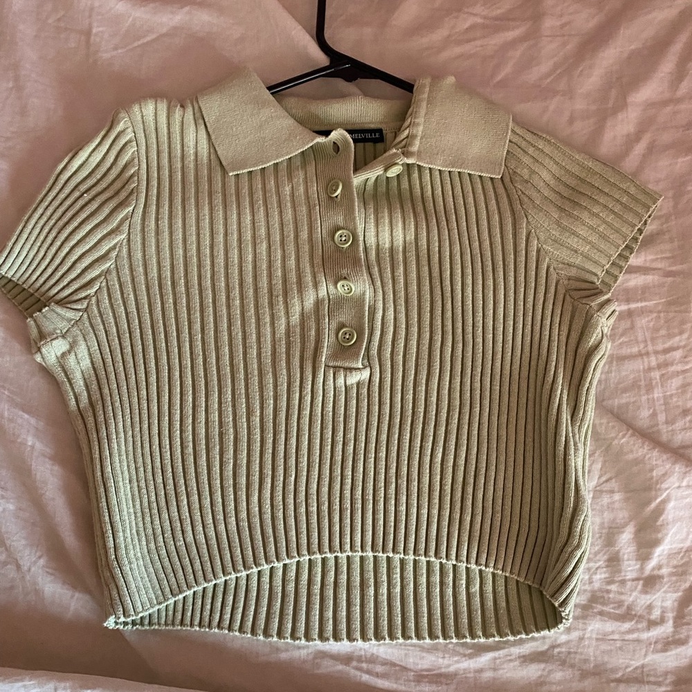 Sage green collard crop top